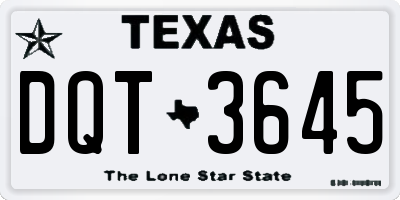 TX license plate DQT3645