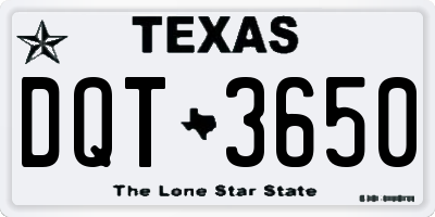 TX license plate DQT3650