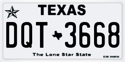 TX license plate DQT3668