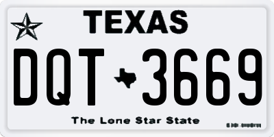 TX license plate DQT3669
