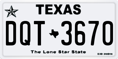 TX license plate DQT3670