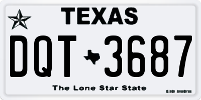TX license plate DQT3687