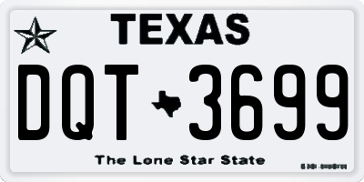 TX license plate DQT3699