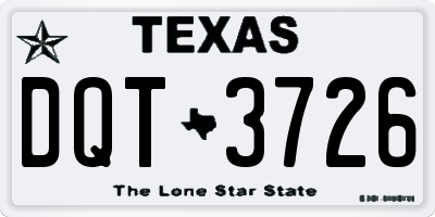 TX license plate DQT3726