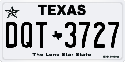 TX license plate DQT3727