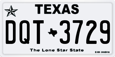 TX license plate DQT3729