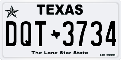 TX license plate DQT3734