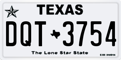 TX license plate DQT3754