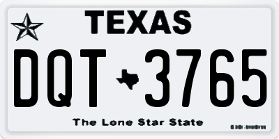 TX license plate DQT3765