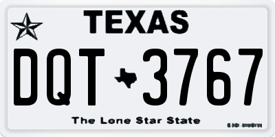 TX license plate DQT3767