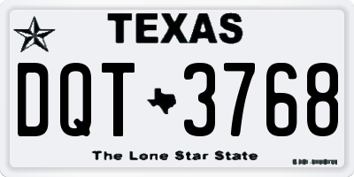 TX license plate DQT3768