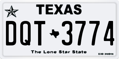 TX license plate DQT3774