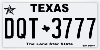 TX license plate DQT3777