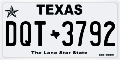 TX license plate DQT3792