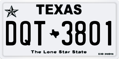 TX license plate DQT3801