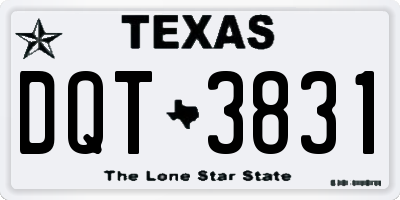 TX license plate DQT3831