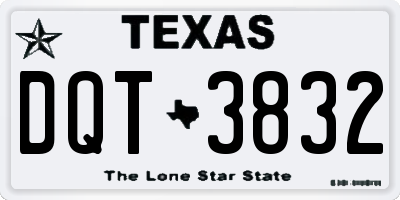 TX license plate DQT3832