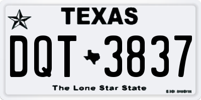 TX license plate DQT3837
