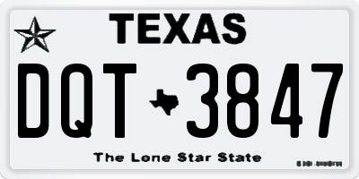 TX license plate DQT3847
