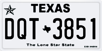 TX license plate DQT3851