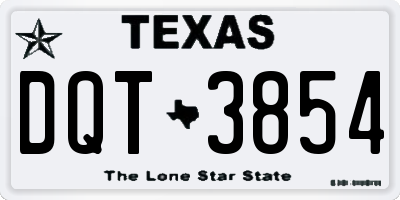 TX license plate DQT3854