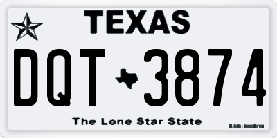 TX license plate DQT3874