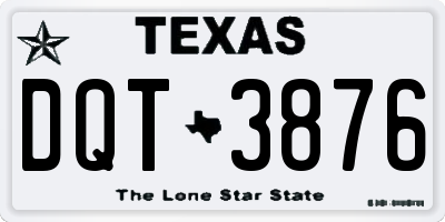 TX license plate DQT3876