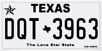 TX license plate DQT3963