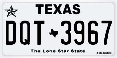 TX license plate DQT3967