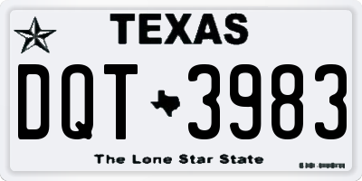 TX license plate DQT3983
