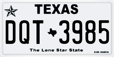 TX license plate DQT3985