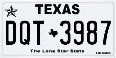 TX license plate DQT3987