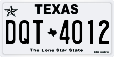 TX license plate DQT4012