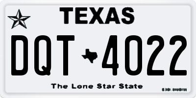 TX license plate DQT4022