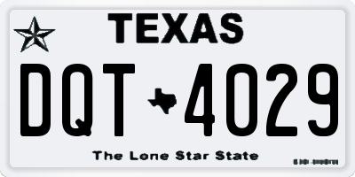 TX license plate DQT4029
