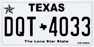 TX license plate DQT4033