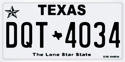 TX license plate DQT4034