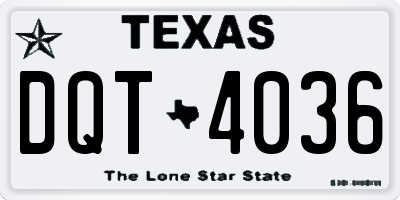TX license plate DQT4036