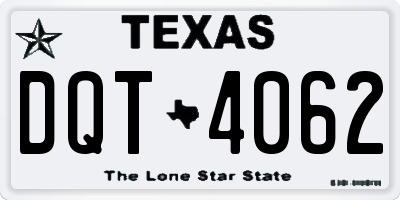 TX license plate DQT4062