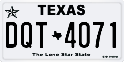 TX license plate DQT4071