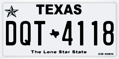 TX license plate DQT4118