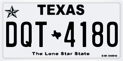 TX license plate DQT4180