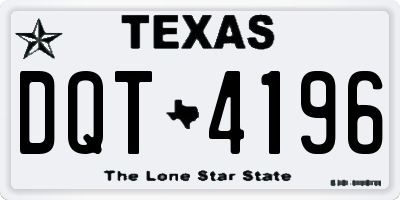 TX license plate DQT4196