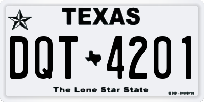 TX license plate DQT4201