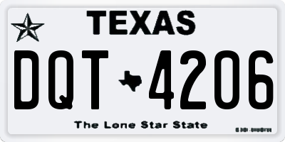 TX license plate DQT4206