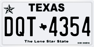 TX license plate DQT4354