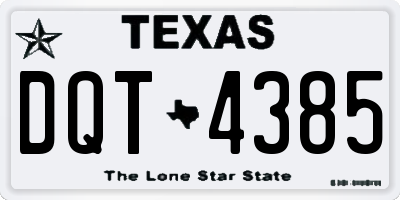 TX license plate DQT4385