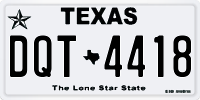 TX license plate DQT4418