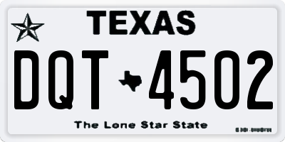 TX license plate DQT4502