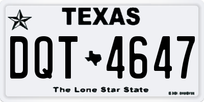 TX license plate DQT4647